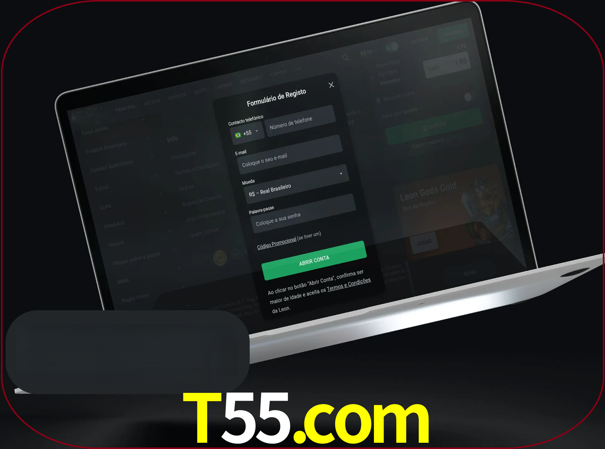 Abra o site da LeonBet e crie sua própria conta.