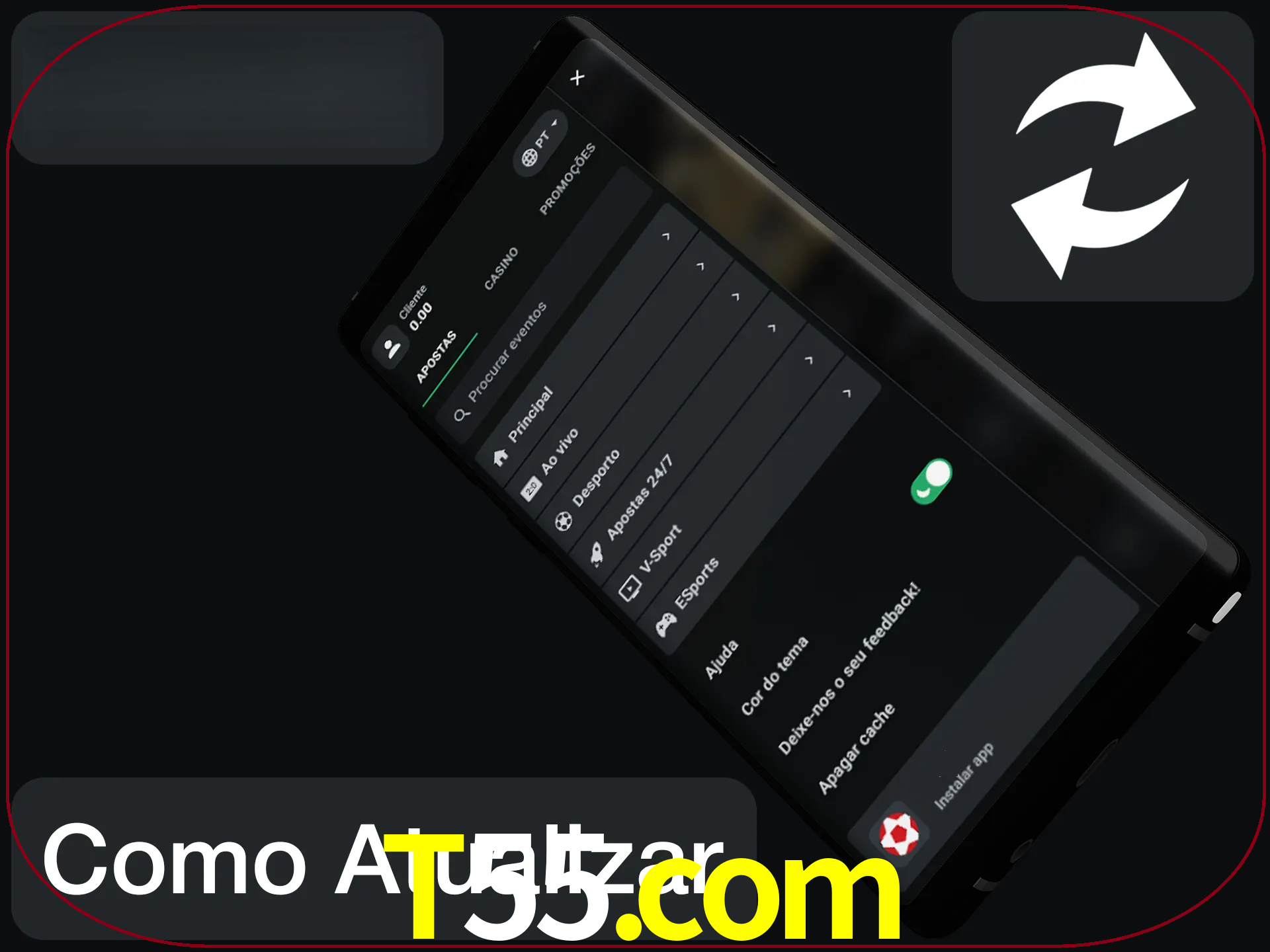 O aplicativo é atualizado automaticamente quando você faz o login.