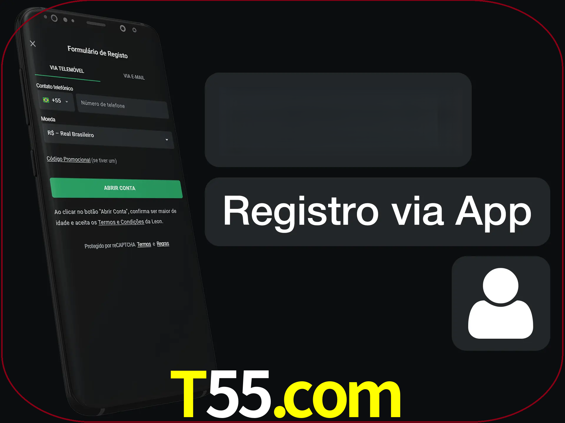 Registre-se com duas etapas usando o aplicativo.
