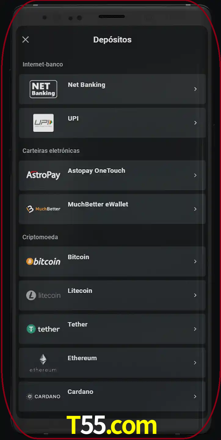 Você pode usar métodos alternativos de depósito.